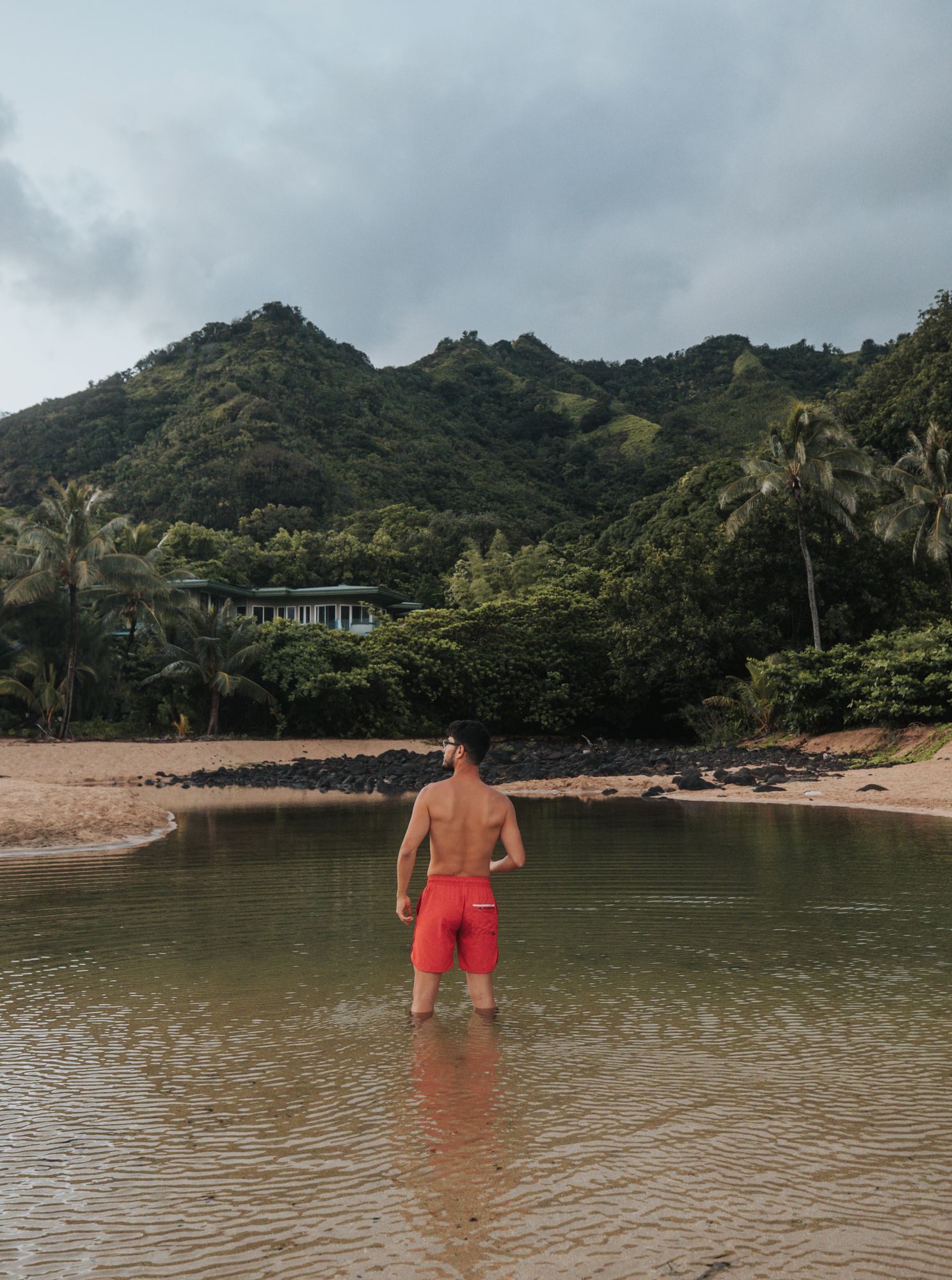 Reef and shoreline at Tunnels Beach near Haena, Kauai